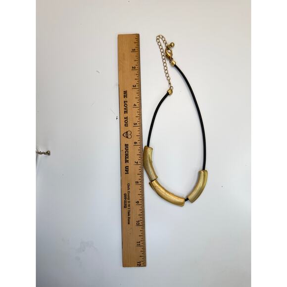 Chicos necklace - goldtone and black strap. - Picture 3 of 5